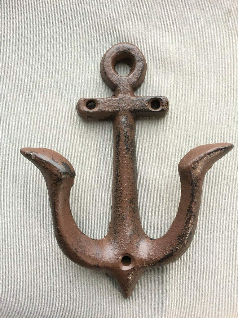 Rustic Cast Iron Anchor hook beach wall decor. Towel hook Nautical