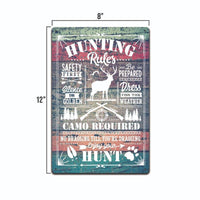 Hunting Rules Metal Tin Sign - Outdoor Hunting Sign, Safety First Sign, TS606