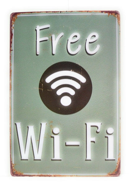 Free Wi-Fi Tin Sign, Business Sign, Outdoor Decor, Street sign, Hotel Sign