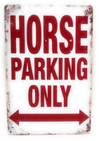 Horse parking Only Metal Tin Sign, No Parking Sign, Animal Parking Sign