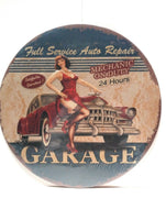 Metal Tin Sign round full service repair garage Pub Retro Poster 12 IN dia