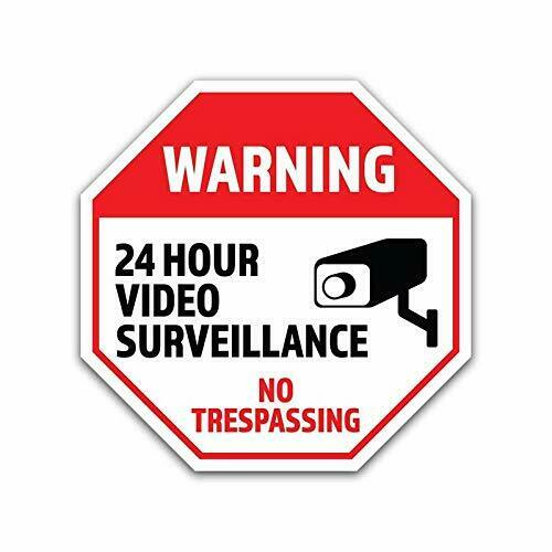 2-Pack Warning 24 Hour Video Surveillance No Trespassing Vinyl Decal Sticker.