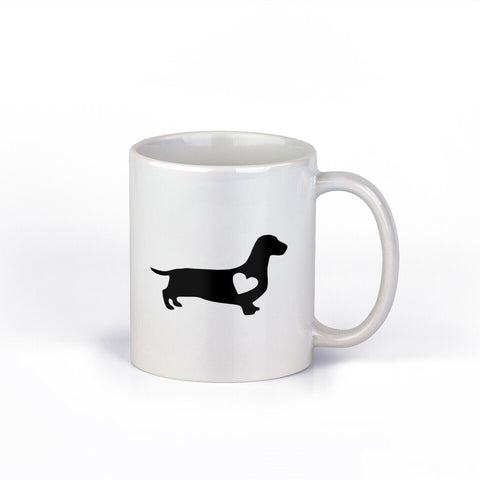 Dachshund with Heart Ceramic Coffee Mug | Wiener Dog Coffee Cup | Cute Mugs |