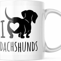 I Love Dachshunds Cute 11 OZ White Coffee Mug. Weiner Lover Cup M763