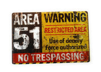 Vintage Retro Reproduction Area 51 DO NOT ENTER Warning Funny Metal Tin Sign