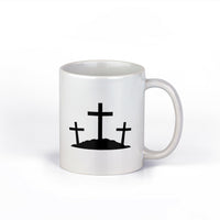 Three Wooden Crosses Ceramic Coffee Mug | Easter Coffee Cup | 11-Ounce Coffee