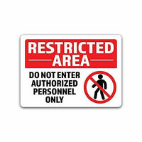 2-Pack Restricted Area Vinyl Decal Sticker 7-Inch by 5-Inch Premium Decal