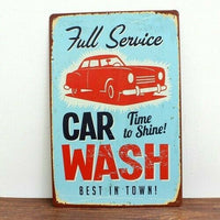 full service car wash. Time to shine. Nostalgic Retro Tin Sign, Garage Sign,