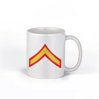 Private First Class E-2 Insignia USMC Marine Corps Red and Gold 11-Ounce Mug