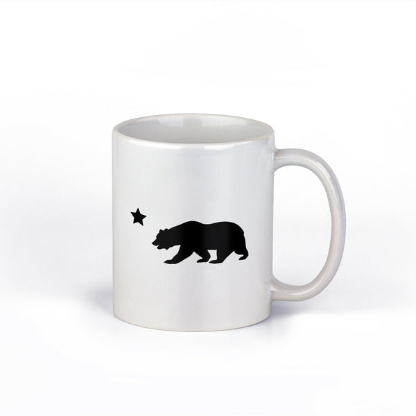 California Bear and Star Simple Design Ceramic Coffee Mug | 11-Ounce Coffee Mug