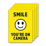 4-Pack Smile You're on Camera Vinyl Decal Sticker 5-Inch by 7-Inch Decal