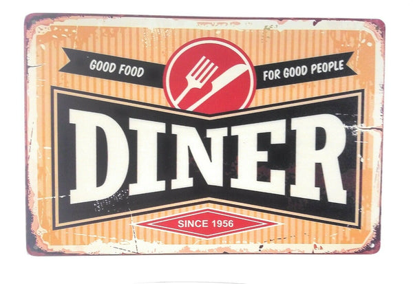 Diner Tin Sign, Business, Diner, Cafe, Kitchen, Restaurants, Retro Kitchen Sign