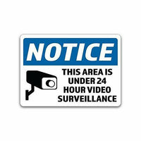 2-Pack Notice 24 Hour Video Surveillance Vinyl Decal Sticker 7-Inch by 5-Inch