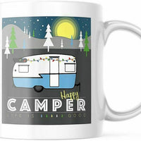 11 OZ White Coffee Mug. Happy Camper Life Is good. Fun Tea Cup M779