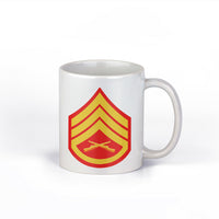 Staff Sergeant E-6 Insignia USMC Marine Corps Red and Gold Ceramic 11 Ounce Mug