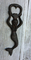 Mermaid Beer Bottle Opener Cast Iron Hand Held Rustic Nautical Decor Nautical