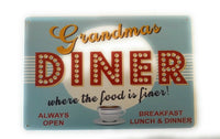 Grandma's Diner Always Open Metal Tin Signs Retro Plate Kitchen Wall Decor