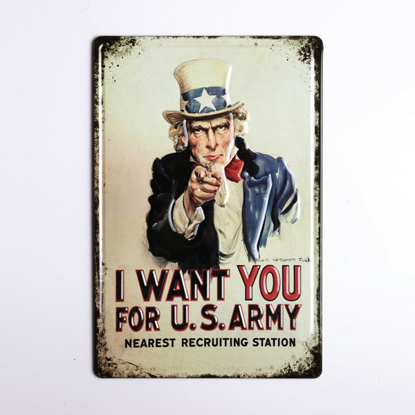 I Want You For The U.S Army Uncle Sam Recruiting Tin Sign