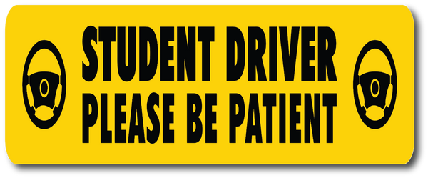 2Pk. Magnetic Please Be Patient Student Driver Bumper Warning Decals