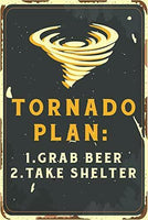 Tornado Plan: 1. Grab Beer 2. Take Shelter Vintage Retro Man Cave Bar Sign