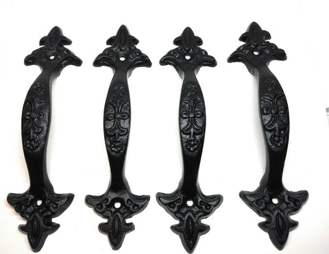 Pack of 4 Cast Iron Large & Fancy Antique Replica Drawer Pull/Barn Gate Handle
