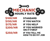 Mechanic Funny Hourly rate Magnet 4 inch Tool Box , Refrigerator Magnet