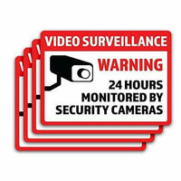 4-Pack Video Surveillance Vinyl Decal Sticker 7-Inch by 5-Inch Premium Quality