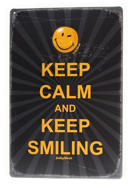 Keep Calm And Keep Smiling Unique Tin Sign, Home Decor, Kitchen Wall