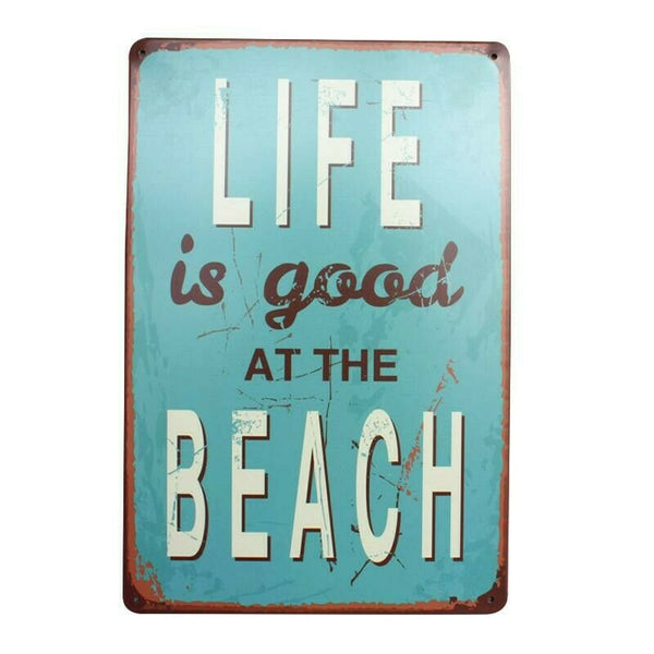 Life is Good at the Beach Funny Tin Sign Bar Pub Pool Beach Diner Cafe Home