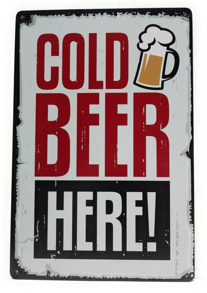 Cold Beer Here, Retro Diner Decor, Cold Beer, Wall Decoration, Beer Tin Sign