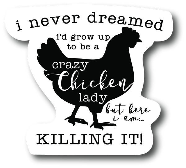 Crazy chicken lady Funny 4 In Sticker, Decal for Car Bumper Sticker PS590