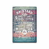 Backyard Rules Metal Tin Sign - Outdoor Grilling Sign, Summer Vibes, TS601