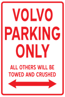 Volvo Parking Only Tin Sign Garage Sign, Parking, Business Sign, Street Sign