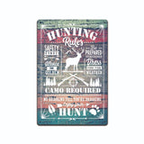 Hunting Rules Metal Tin Sign - Outdoor Hunting Sign, Safety First Sign, TS606