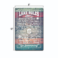 Lake Rules Metal Tin Sign-Lake Boating Sign, Dock Sign, Summer Vibes Sign, TS607