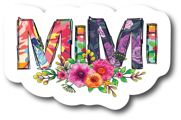 Mimi with Floral 5 Inch Decal for Car Truck Bumper Laptop Vinyl Sticker