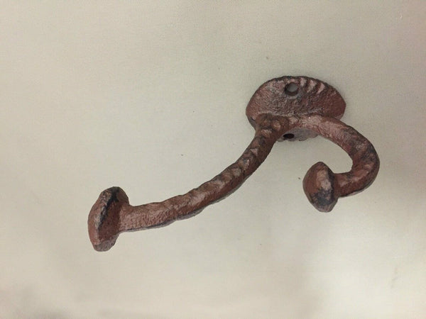 8 PACK Vintage Style Cast Iron Wall Coat Hook Hat Hook Rustic Brown/Black Finish