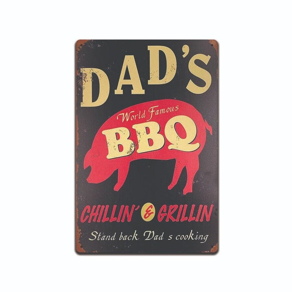 DAD'S BBQ SIGN RETRO VINTAGE BARBECUE DECOR BACKYARD MAN CAVE GARAGE TS178