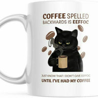 Funny Coffee Cat Mug EEFFOC Is Coffee Spelled Backwards. 11 OZ Cute Cup M747