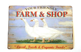 Your friendly farm shop Fresh Produce Tin Sign. Country Farmhouse Wall Decor