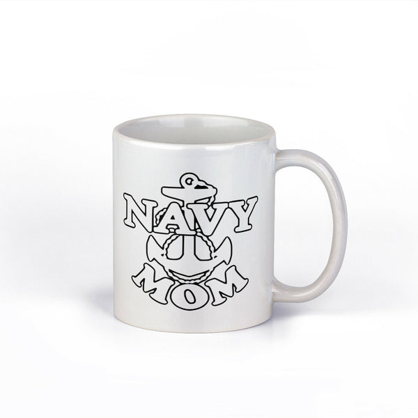 Navy Mom Coffee Mug | Military Mother Ceramic Coffee Cup | 11-Ounce Coffee Mug |