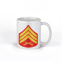 Sergeant E-5 Insignia USMC Marine Corps Red and Gold Ceramic 11 Ounce Coffee Mug