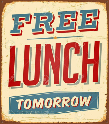 Free lunch tomorrow Retro  Vintage Tin Sign Restaurant wall sign Pub Funny Sign