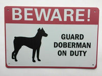 Beware Of Dog Sign Warning Protected By Doberman 12 x 8 Inch Metal Decor