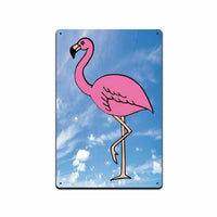 Pink Flamingo Tin Sign Made In The USA out of Aluminum 8 wide By 12 high