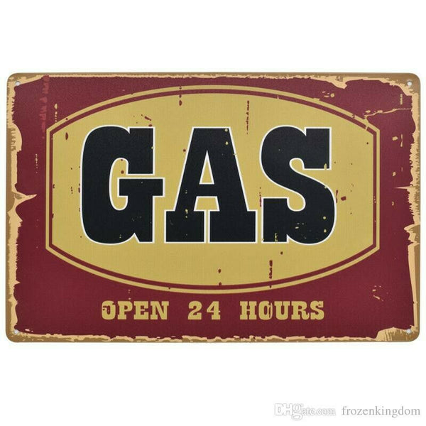 gas, Open 24 hours vintage gas and oil sign