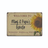 Welcome To Mimi And Papa's House 8 x 12 in Aluminum Welcome Sign TS627