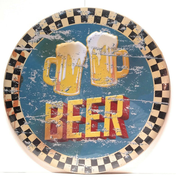 Free Beer  Decor Sports Bar Pub Rustic Round Tin Metal Sign 12" x 12"