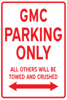 GMC Parking Only Tin Sign Garage Sign, Parking, Business Sign, Street Sign