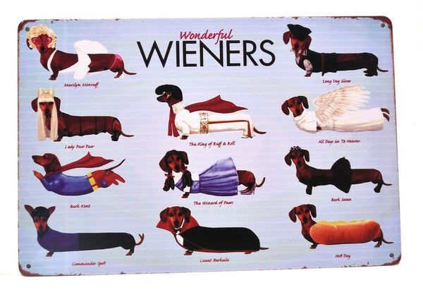 Dachshund Wieners Metal Tin Sign, Funny Sign, Dog Sign,, 8-in by 12-in Sign